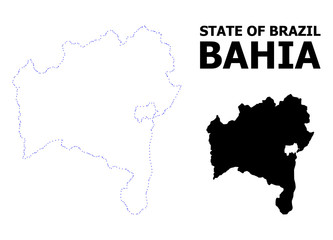 Vector Contour Dotted Map of Bahia State with Caption