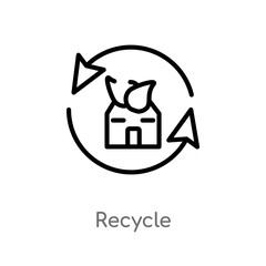 outline recycle vector icon. isolated black simple line element illustration from ecology concept. editable vector stroke recycle icon on white background