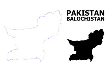 Vector Contour Dotted Map of Balochistan Province with Name