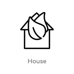 outline house vector icon. isolated black simple line element illustration from ecology concept. editable vector stroke house icon on white background