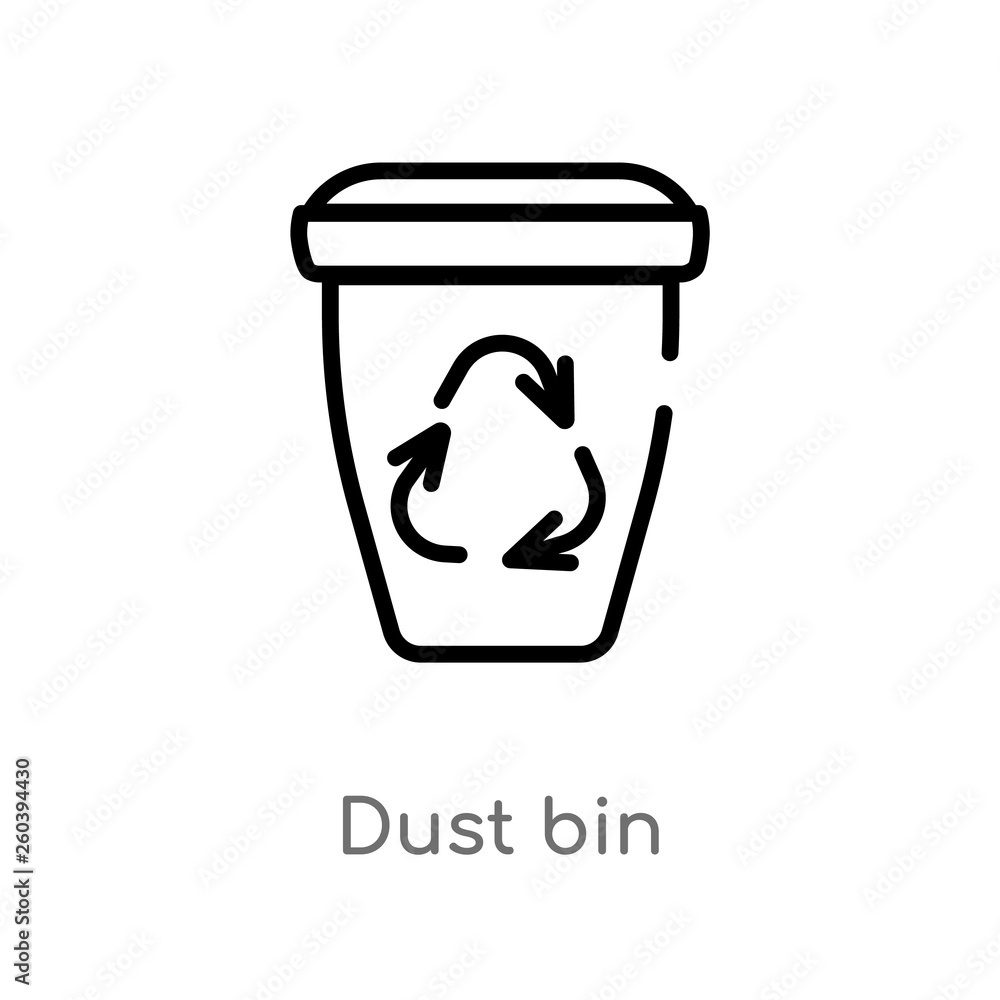 Poster outline dust bin vector icon. isolated black simple line element illustration from ecology concept. 