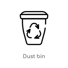 outline dust bin vector icon. isolated black simple line element illustration from ecology concept. editable vector stroke dust bin icon on white background