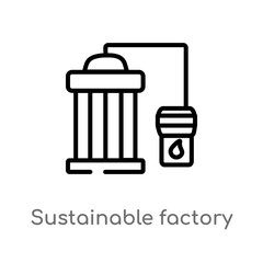 outline sustainable factory vector icon. isolated black simple line element illustration from ecology concept. editable vector stroke sustainable factory icon on white background