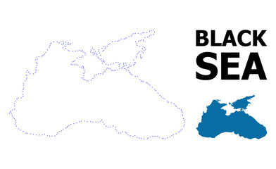 Vector Contour Dotted Map of Black Sea with Caption