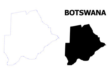 Vector Contour Dotted Map of Botswana with Name
