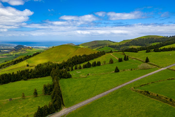 Fototapeta na wymiar São Miguel - Die Azoren aus der Luft. Ponta Delgada und mehr