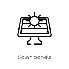 outline solar panels vector icon. isolated black simple line element illustration from ecology concept. editable vector stroke solar panels icon on white background