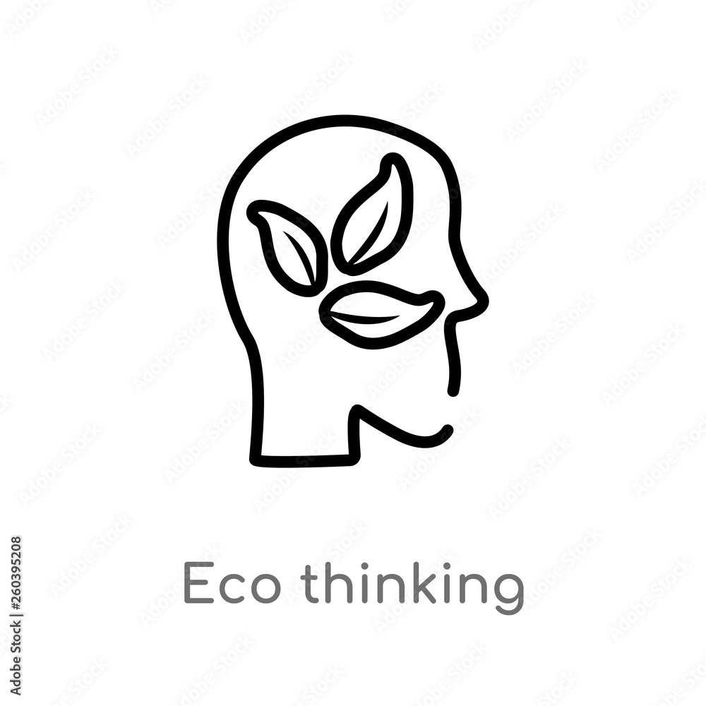 Aufkleber outline eco thinking vector icon. isolated black simple line element illustration from ecology and e