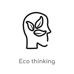 outline eco thinking vector icon. isolated black simple line element illustration from ecology and environment concept. editable vector stroke eco thinking icon on white background