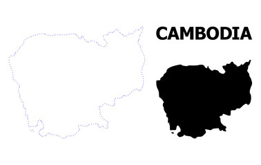Vector Contour Dotted Map of Cambodia with Caption