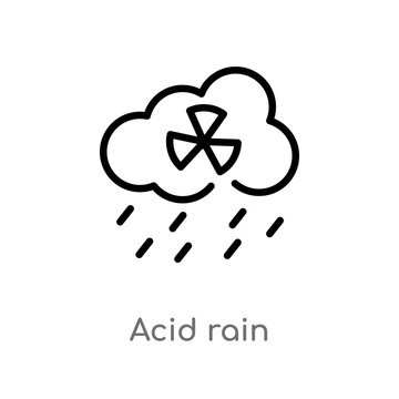 outline acid rain vector icon. isolated black simple line element illustration from ecology and environment concept. editable vector stroke acid rain icon on white background