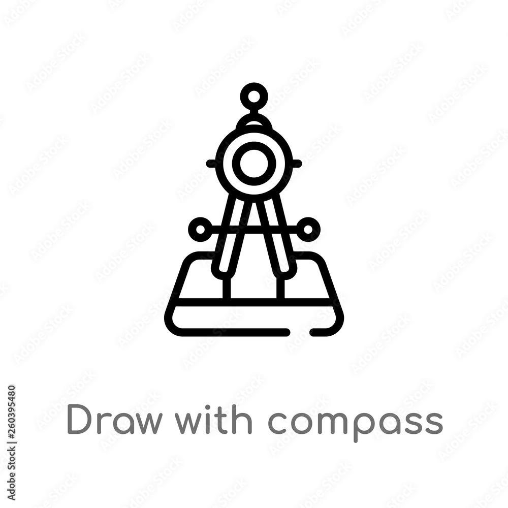 Poster outline draw with compass vector icon. isolated black simple line element illustration from educatio