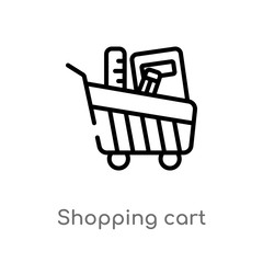 outline shopping cart vector icon. isolated black simple line element illustration from education concept. editable vector stroke shopping cart icon on white background