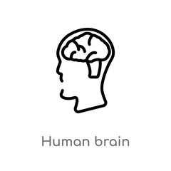 outline human brain vector icon. isolated black simple line element illustration from education concept. editable vector stroke human brain icon on white background