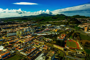 Fototapeta premium São Miguel - Ponta Delgada Azoren aus der Luft