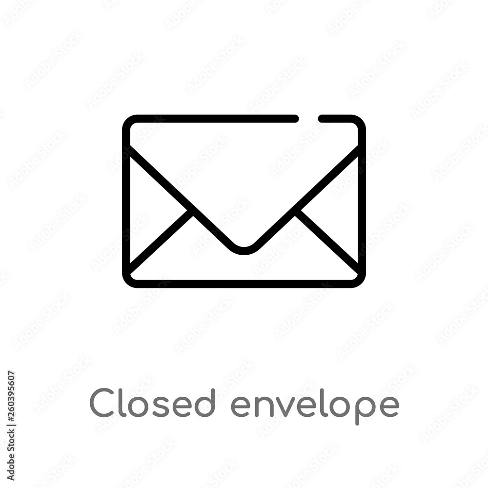 Poster outline closed envelope vector icon. isolated black simple line element illustration from education 