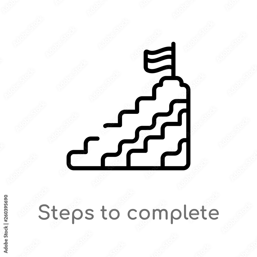 Poster outline steps to complete vector icon. isolated black simple line element illustration from educatio