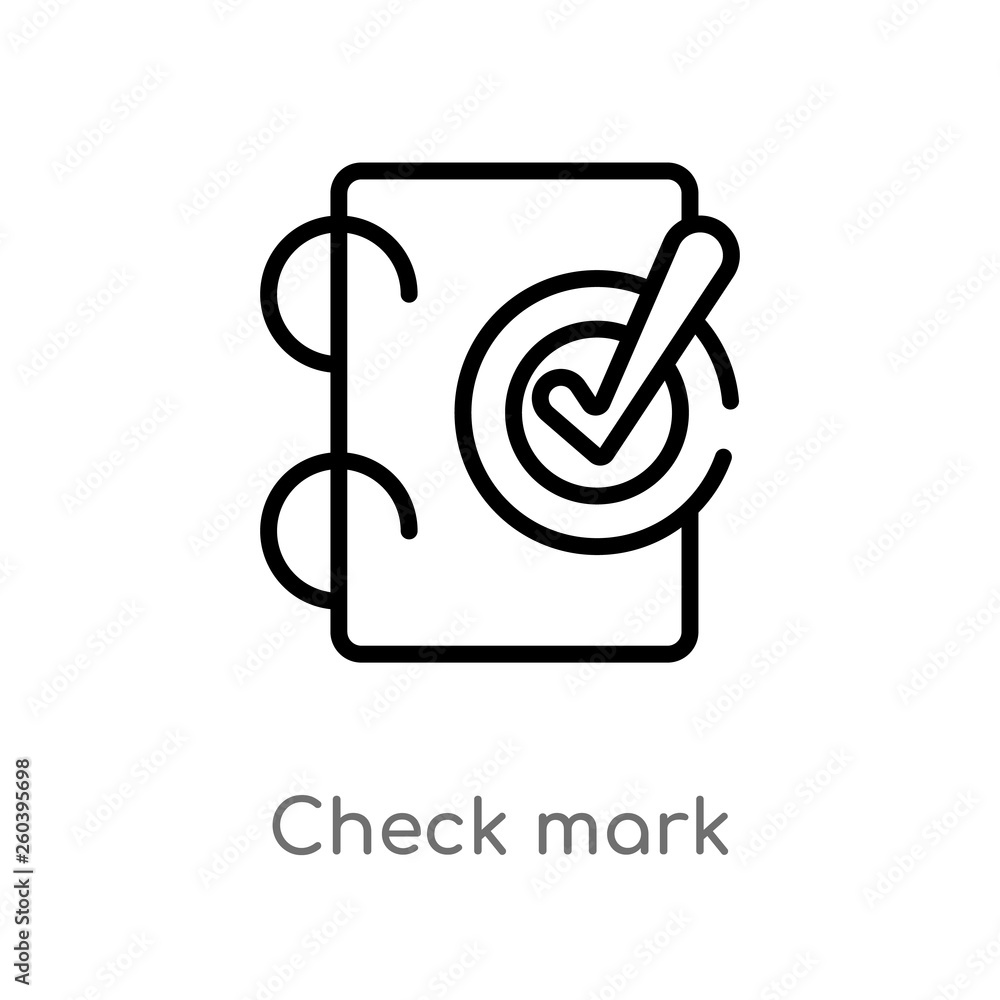 Poster outline check mark vector icon. isolated black simple line element illustration from education conce