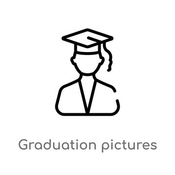 outline graduation pictures vector icon. isolated black simple line element illustration from education concept. editable vector stroke graduation pictures icon on white background