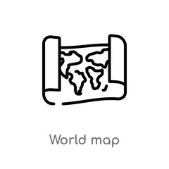 outline world map vector icon. isolated black simple line element illustration from education concept. editable vector stroke world map icon on white background