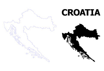 Vector Contour Dotted Map of Croatia with Name