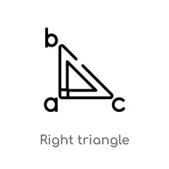 outline right triangle vector icon. isolated black simple line element illustration from education 2 concept. editable vector stroke right triangle icon on white background