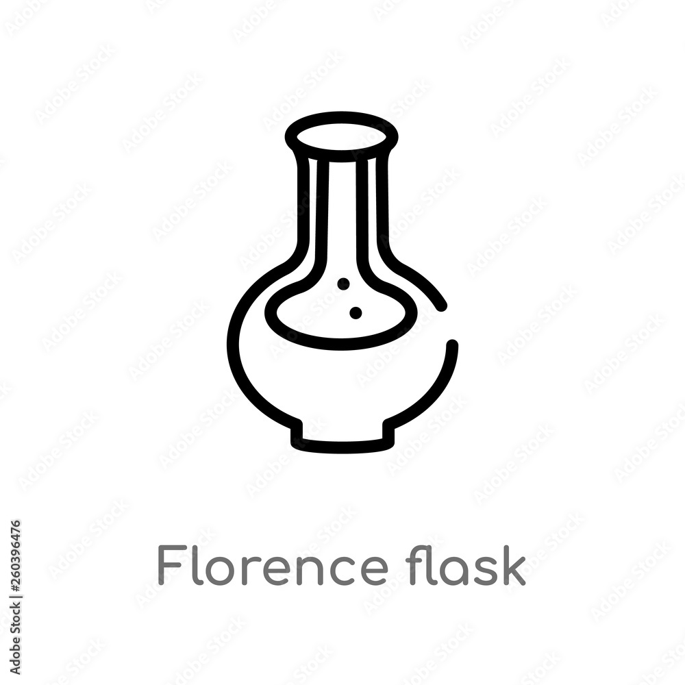 Poster outline florence flask vector icon. isolated black simple line element illustration from education c