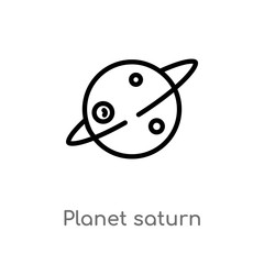 outline planet saturn vector icon. isolated black simple line element illustration from education concept. editable vector stroke planet saturn icon on white background