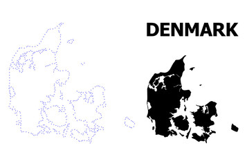 Vector Contour Dotted Map of Denmark with Caption