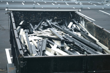 close up on waste in dump container