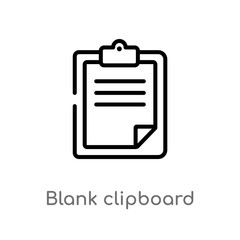 outline blank clipboard vector icon. isolated black simple line element illustration from education concept. editable vector stroke blank clipboard icon on white background