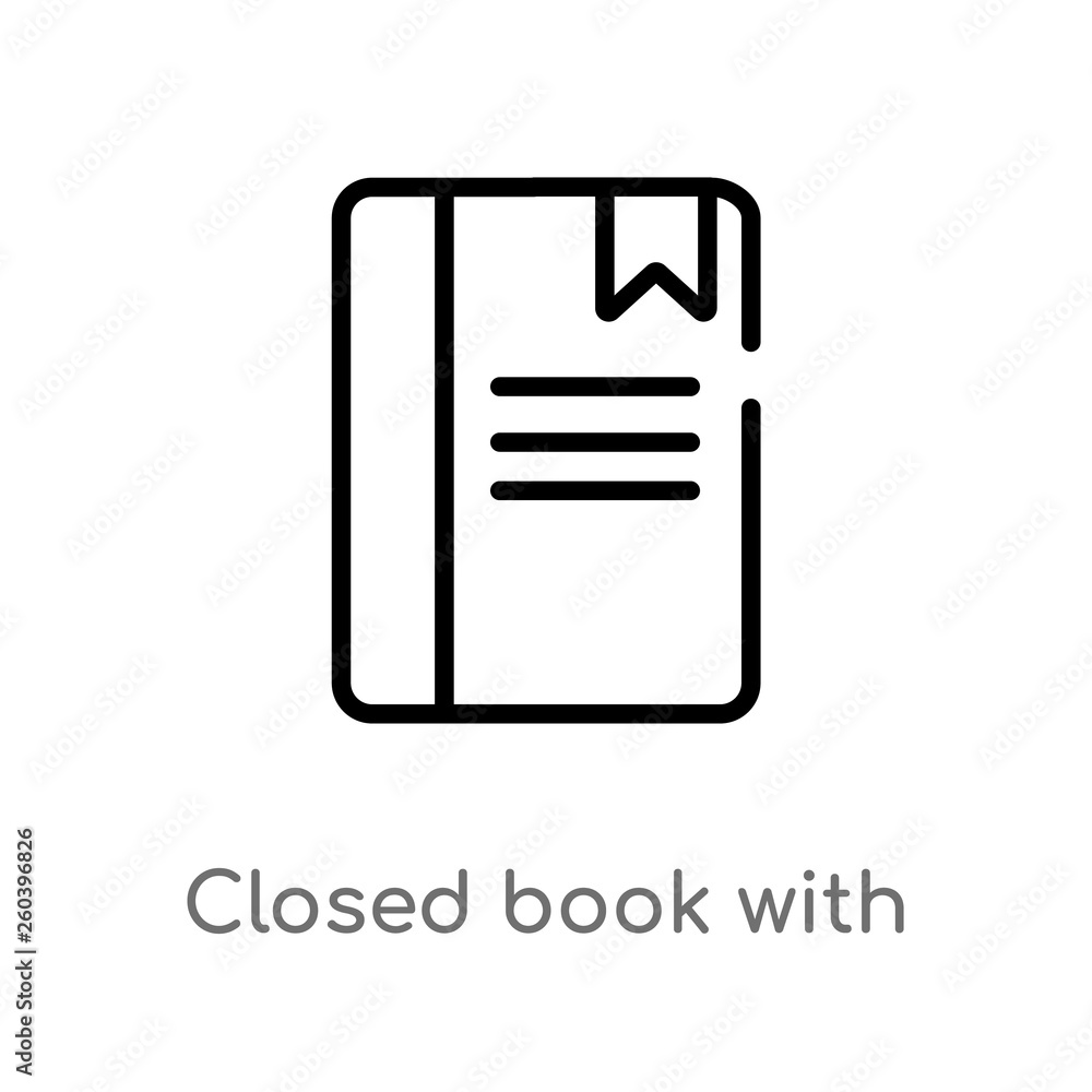 Poster outline closed book with marker vector icon. isolated black simple line element illustration from ed