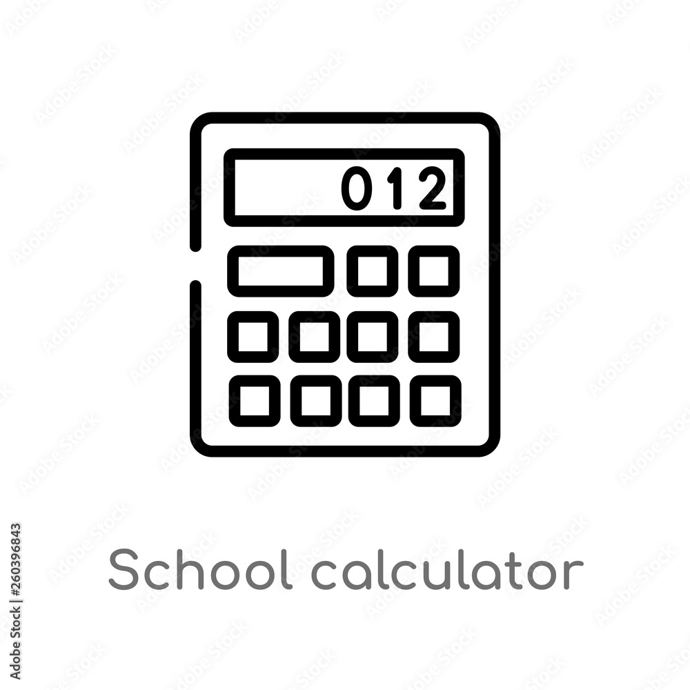 Poster outline school calculator vector icon. isolated black simple line element illustration from educatio