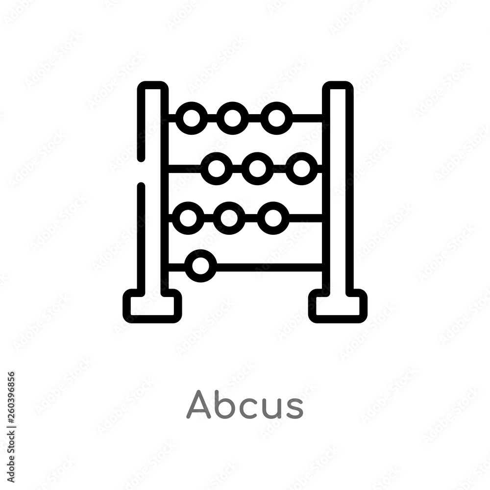 Poster outline abcus vector icon. isolated black simple line element illustration from education concept. e
