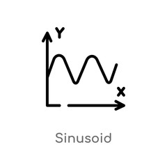 outline sinusoid vector icon. isolated black simple line element illustration from education concept. editable vector stroke sinusoid icon on white background