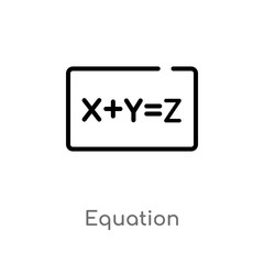 outline equation vector icon. isolated black simple line element illustration from education concept. editable vector stroke equation icon on white background