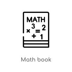 outline math book vector icon. isolated black simple line element illustration from education concept. editable vector stroke math book icon on white background
