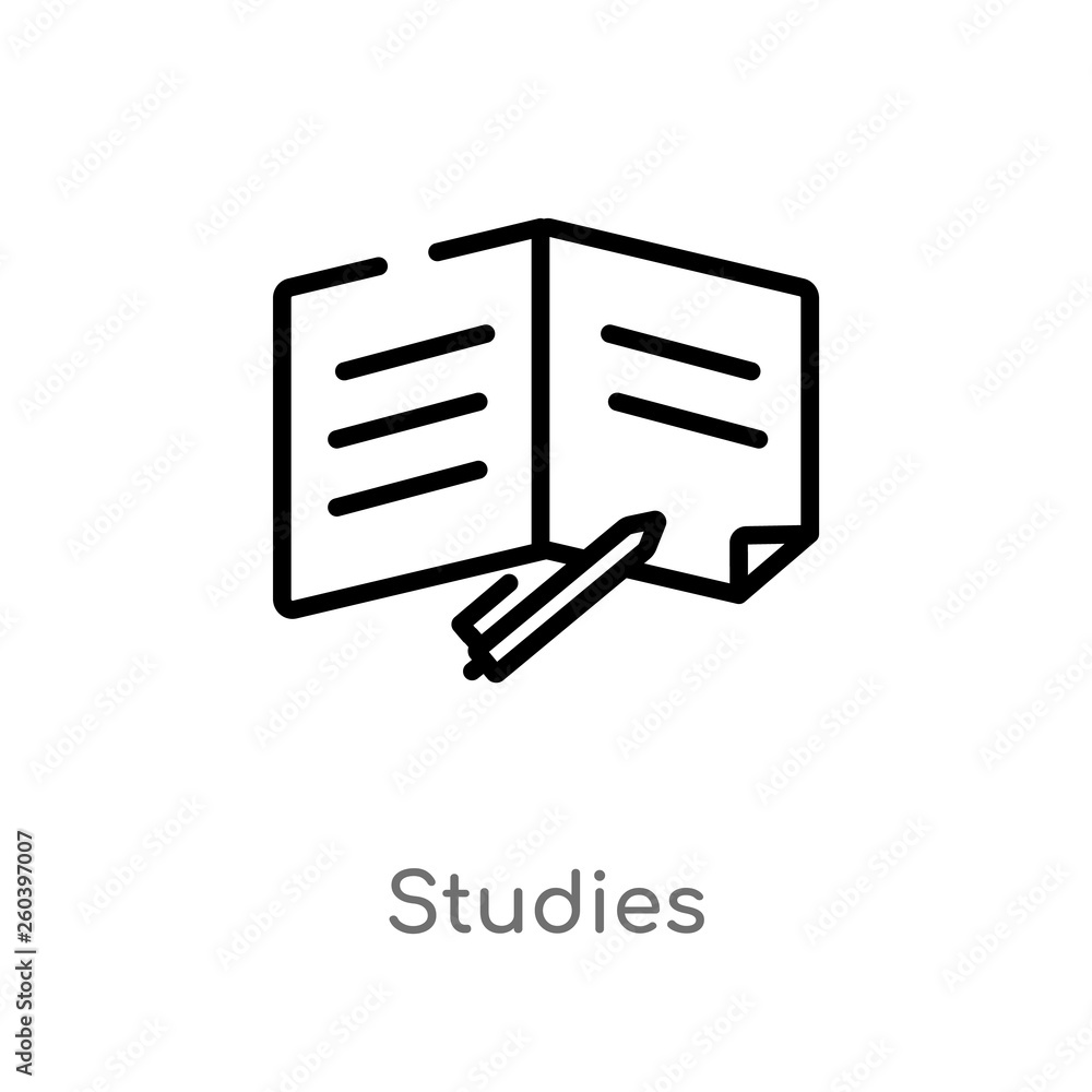 Aufkleber outline studies vector icon. isolated black simple line element illustration from education concept.