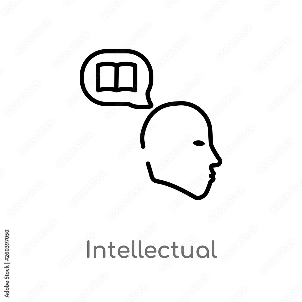 Aufkleber outline intellectual vector icon. isolated black simple line element illustration from education con
