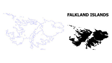 Vector Contour Dotted Map of Falkland Islands with Caption