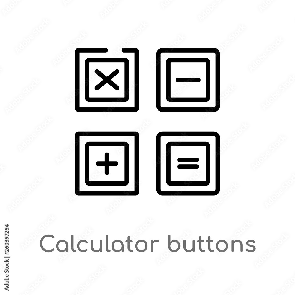 Poster outline calculator buttons interface vector icon. isolated black simple line element illustration fr