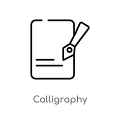 outline calligraphy vector icon. isolated black simple line element illustration from education concept. editable vector stroke calligraphy icon on white background