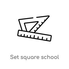 outline set square school tool vector icon. isolated black simple line element illustration from education concept. editable vector stroke set square school tool icon on white background