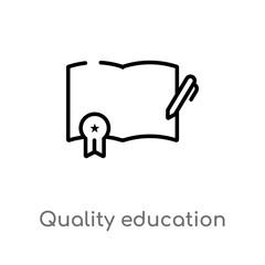 outline quality education vector icon. isolated black simple line element illustration from education concept. editable vector stroke quality education icon on white background