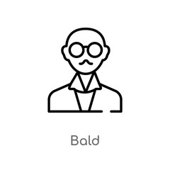 outline bald vector icon. isolated black simple line element illustration from education concept. editable vector stroke bald icon on white background