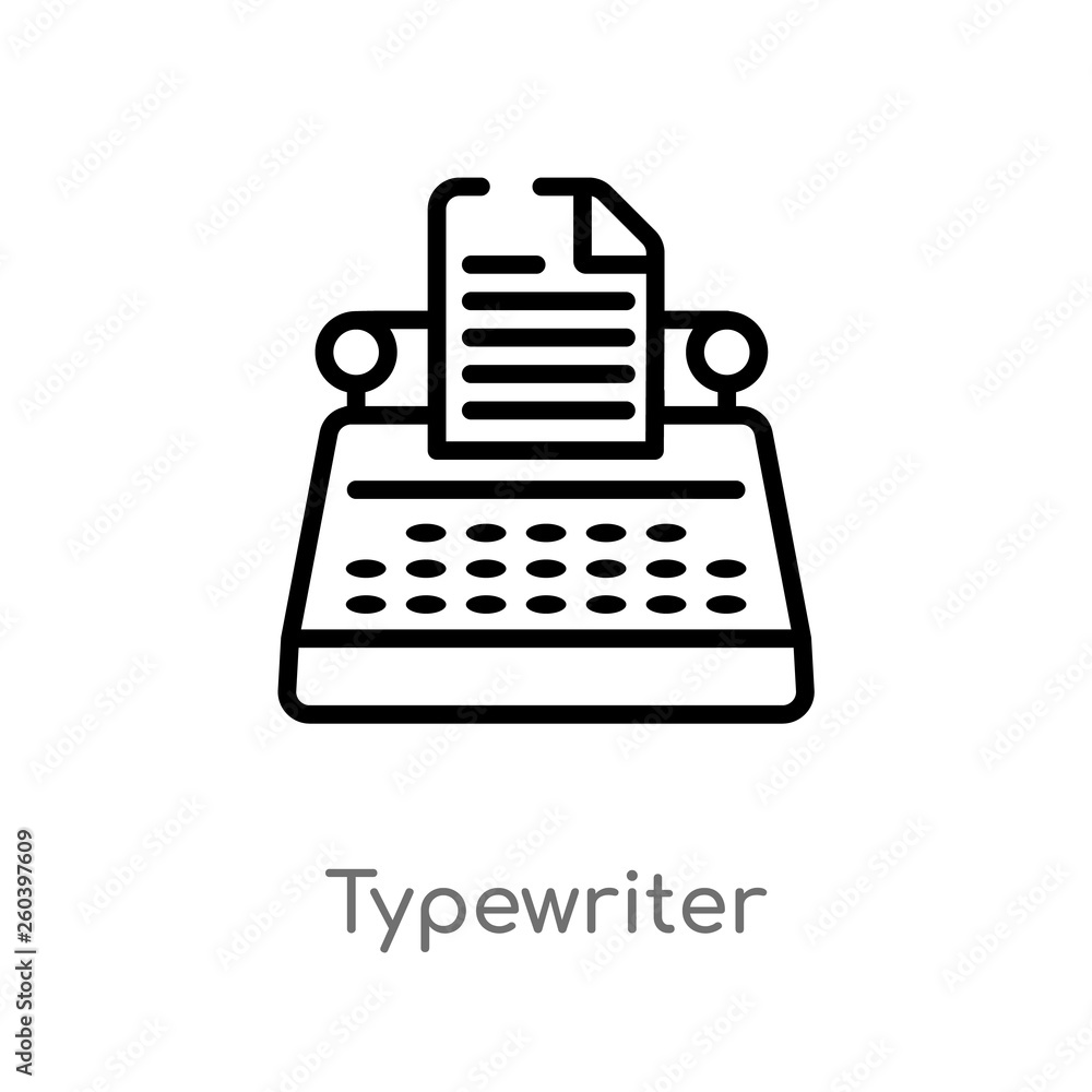 Poster outline typewriter vector icon. isolated black simple line element illustration from electronic devi