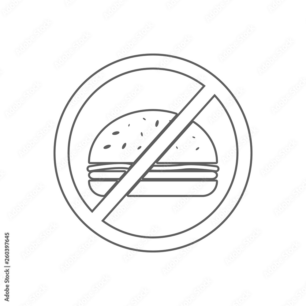 Poster prohibition of fast food icon. element of sport for mobile concept and web apps icon. outline, thin 