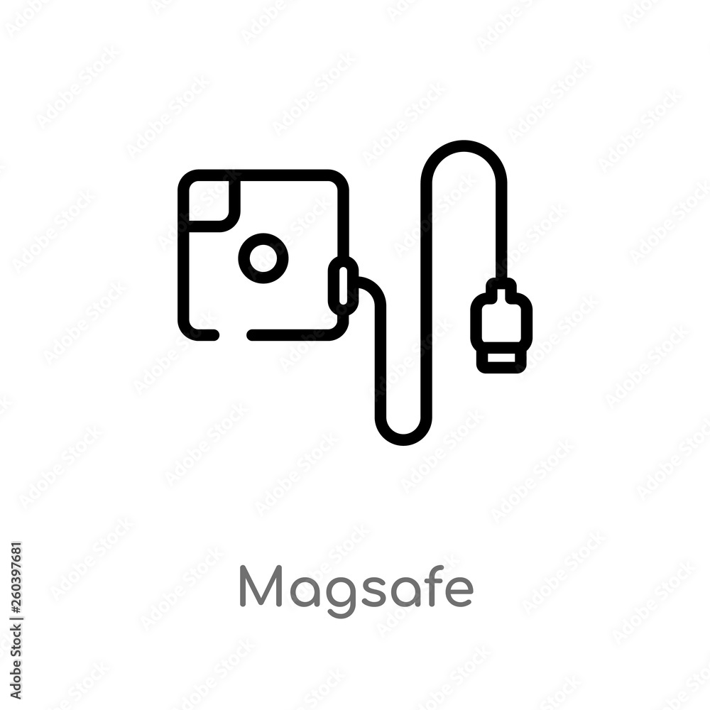 Poster outline magsafe vector icon. isolated black simple line element illustration from electronic devices