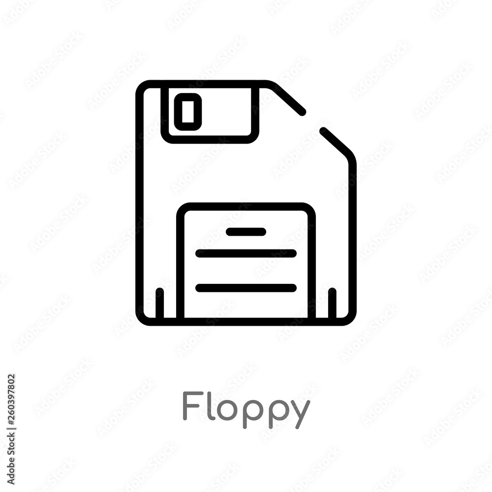 Poster outline floppy vector icon. isolated black simple line element illustration from electronic devices 