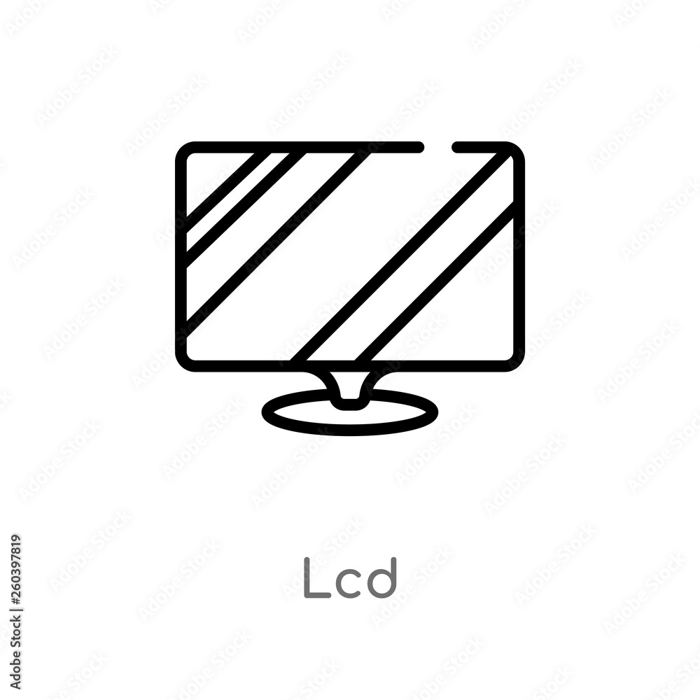 Poster outline lcd vector icon. isolated black simple line element illustration from electronic devices con